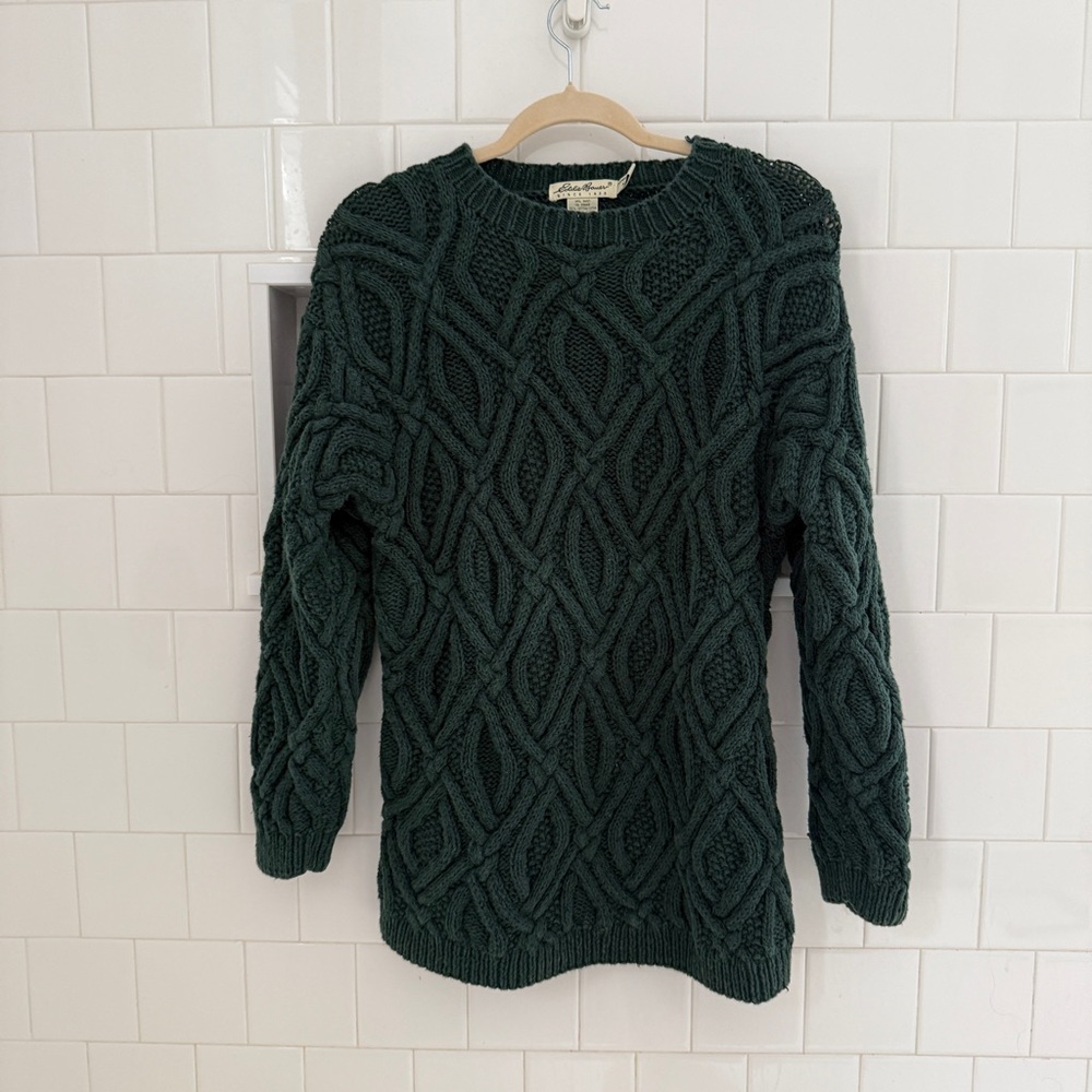 Eddie Bauer Cable Knit Green Sweater